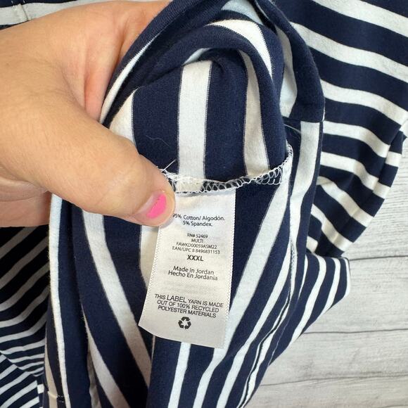 Free Assembly Plus Size Blue White Striped Short Sleeve Mini Dress Size XXXL - Picture 5 of 7